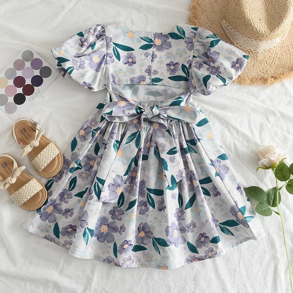 Pink Plaid Bow Dress Elegant