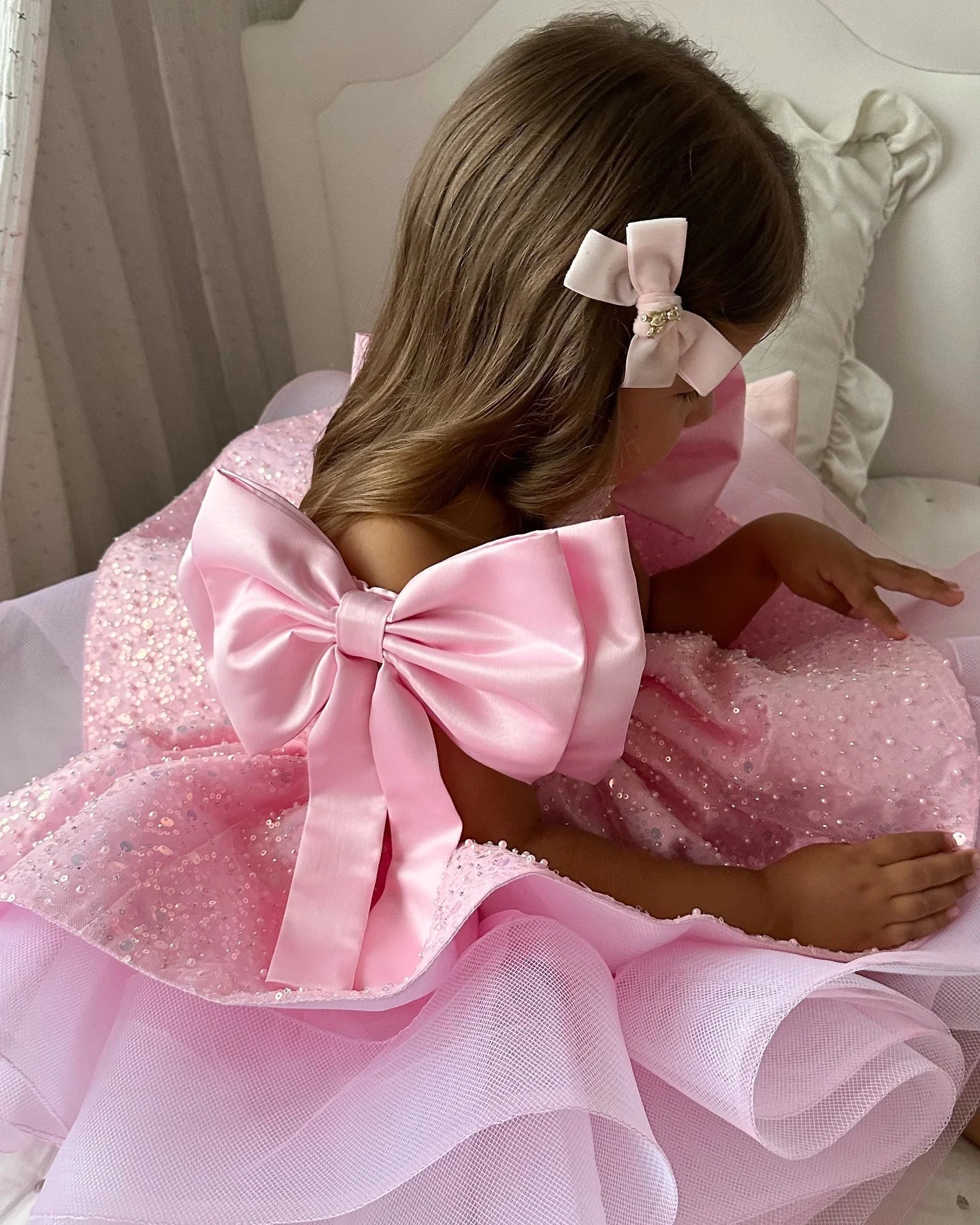 Sparkling Pink Flower Girl Dress For Wedding 2025