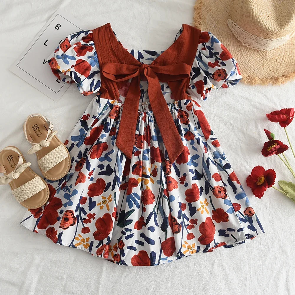 Pink Plaid Bow Dress Elegant