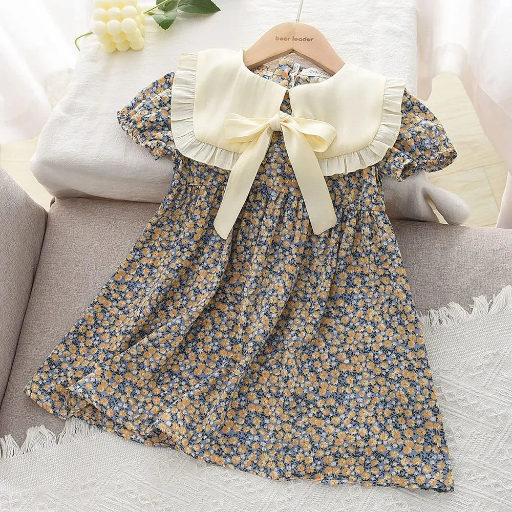 Pink Plaid Bow Dress Elegant