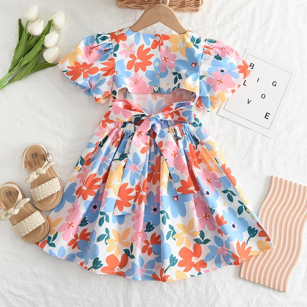 Pink Plaid Bow Dress Elegant