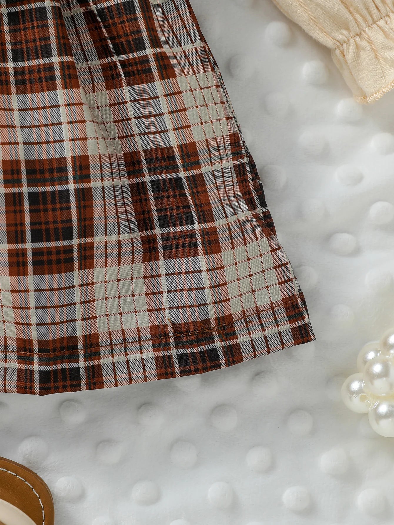 Baby Girls Long Sleeve With Bow Plaid Fahion