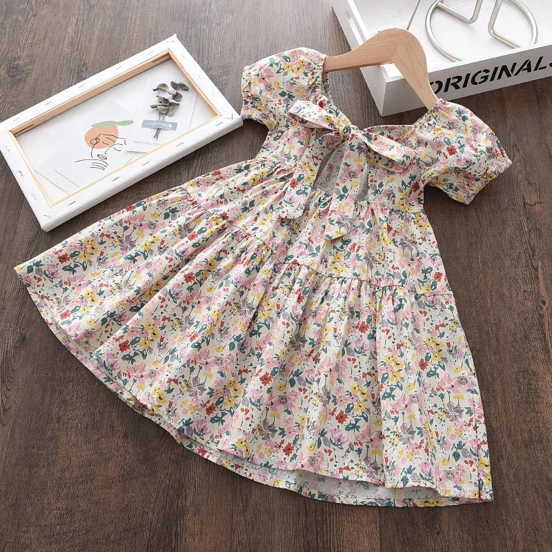 Pink Plaid Bow Dress Elegant