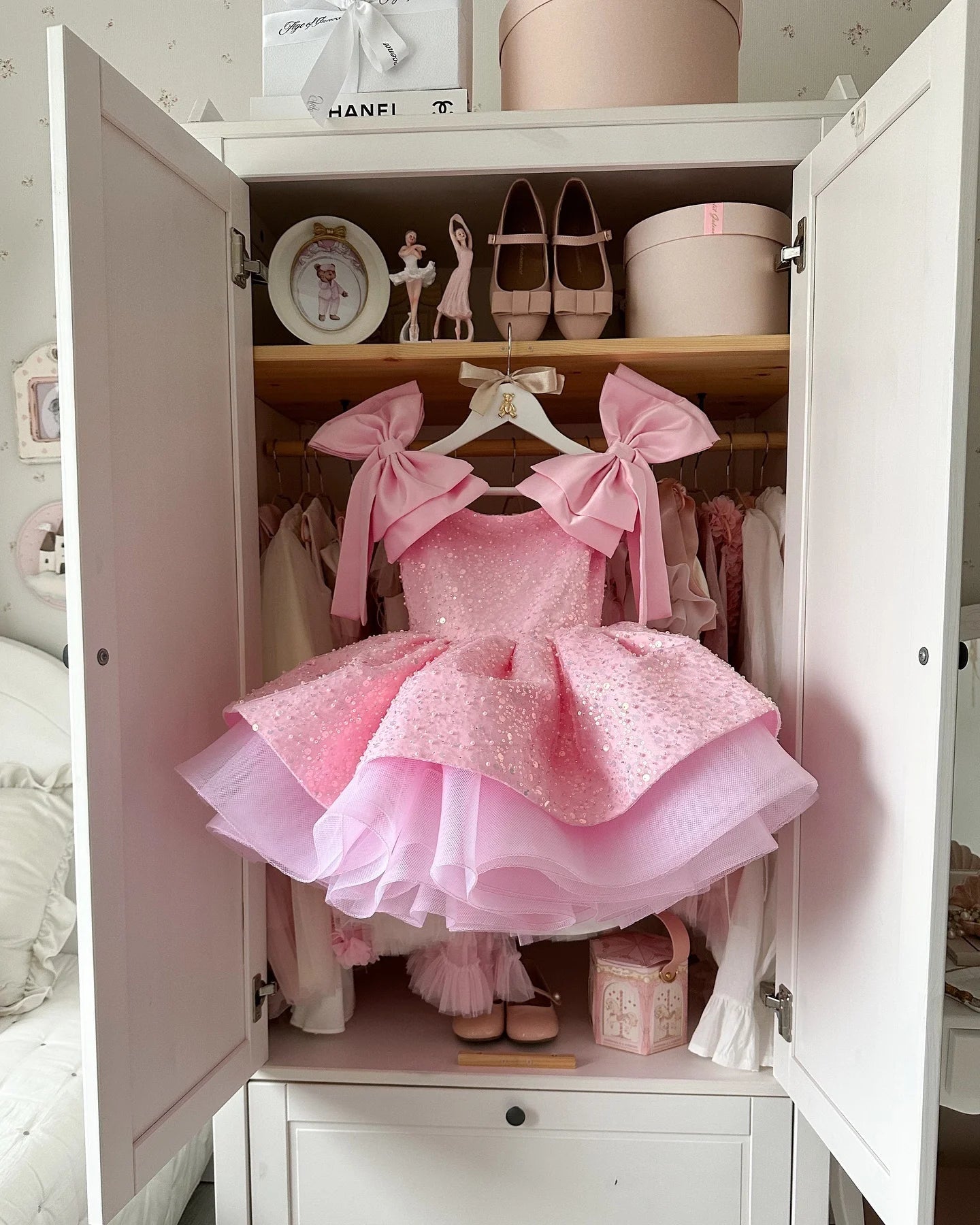 Sparkling Pink Flower Girl Dress For Wedding 2025
