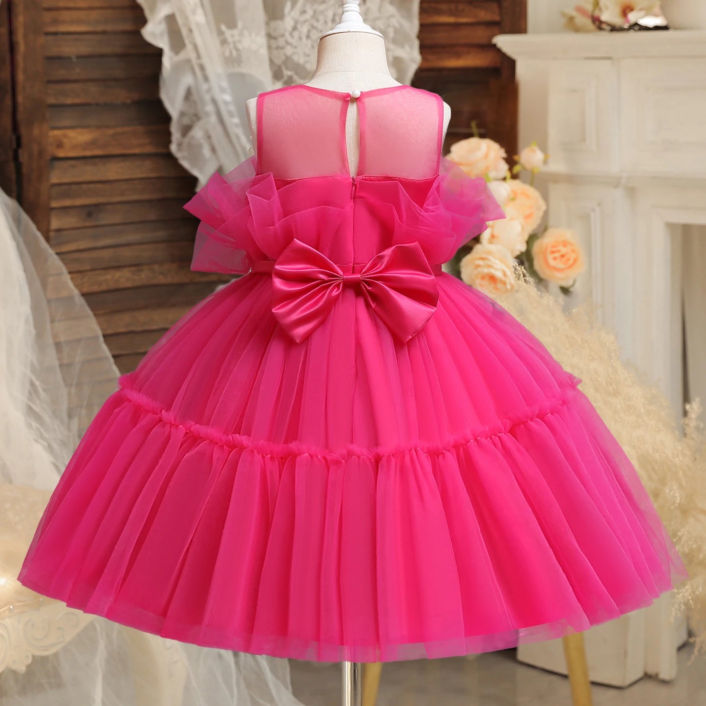 Toddler Girl Flower Birthday Tulle Dress 2025
