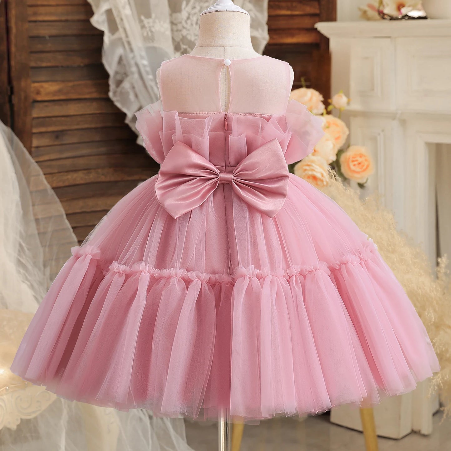 Toddler Girl Flower Birthday Tulle Dress 2025