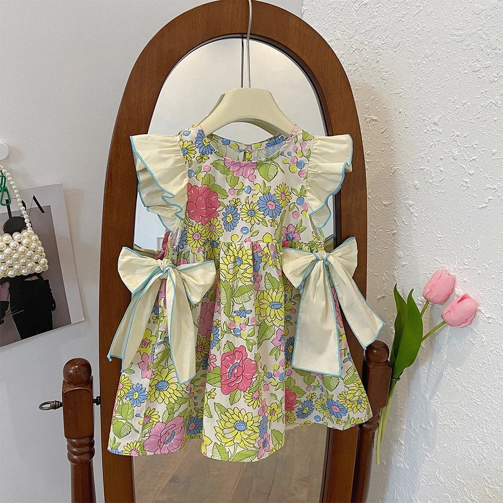 Pink Plaid Bow Dress Elegant