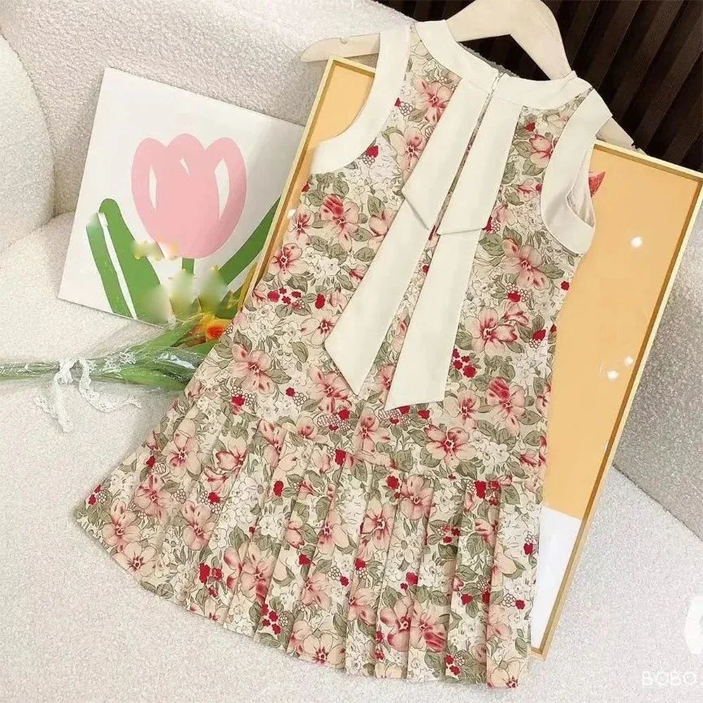 Pink Plaid Bow Dress Elegant