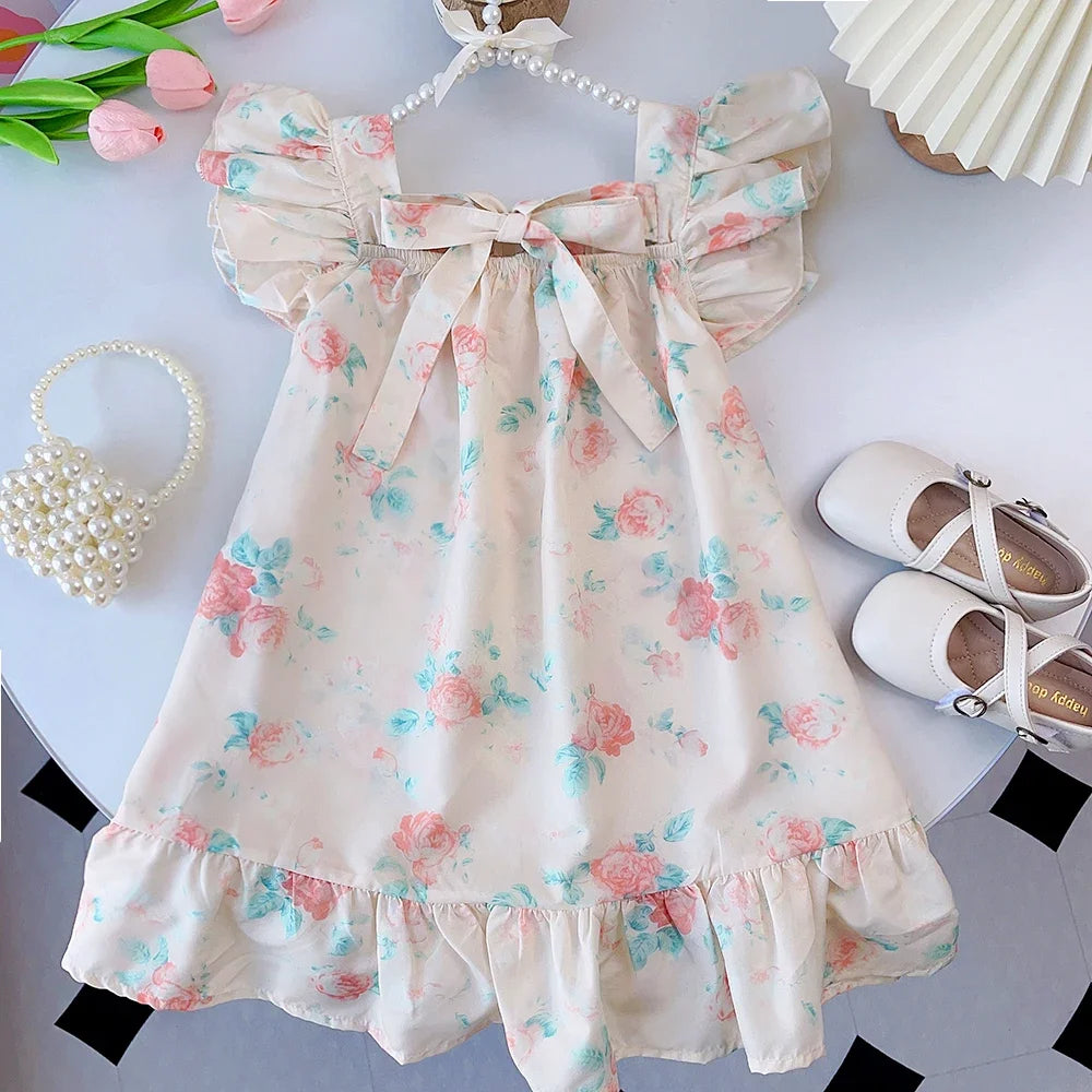 Pink Plaid Bow Dress Elegant
