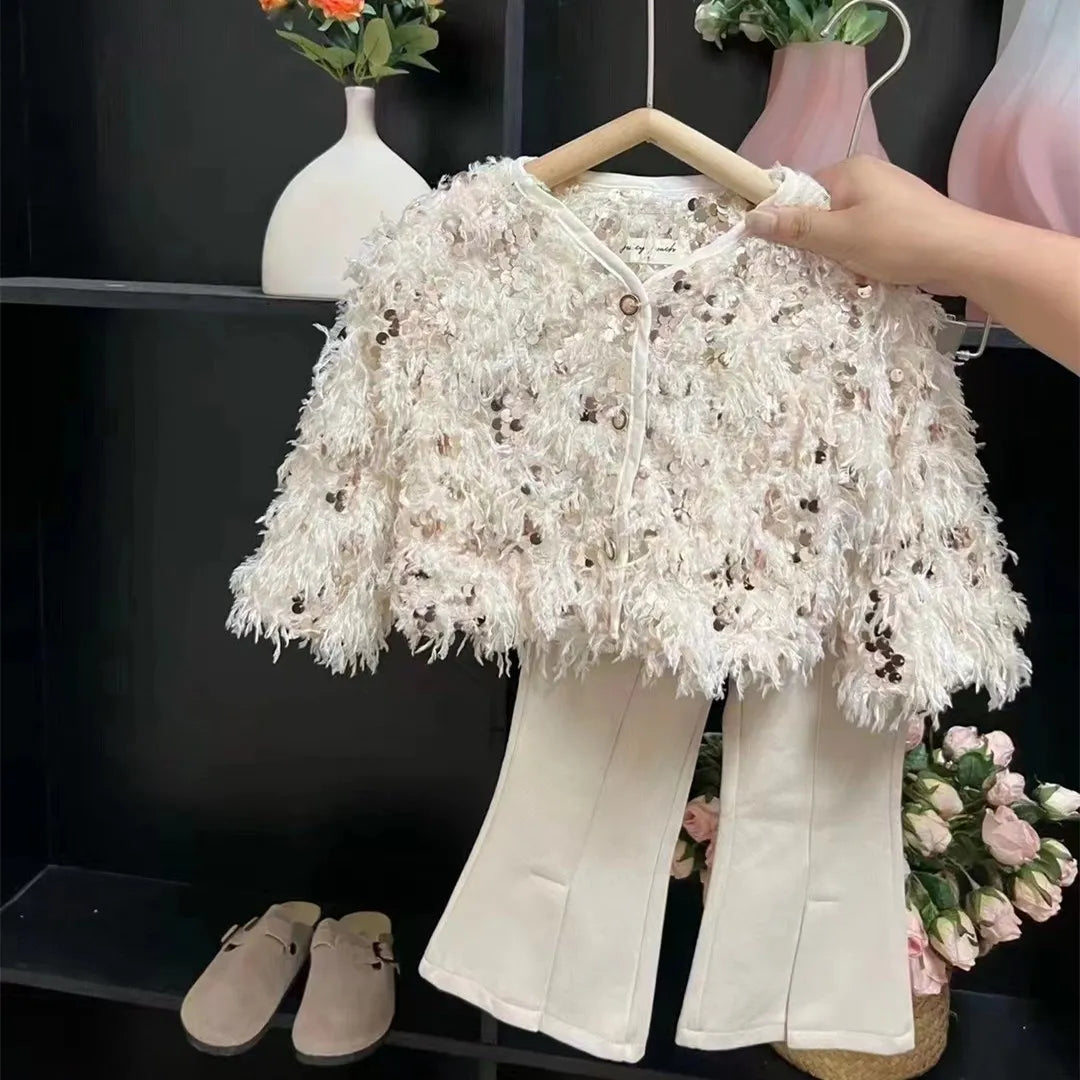 Girls Coat Sequin Long Sleeve