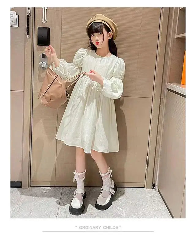 Spring Autumn Baby Suits Girl Vest + Long Sleeve Dresses