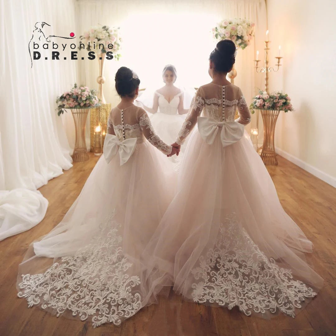 BABYONLINE Long Sleeve Flower Girl Dresses For Wedding2025