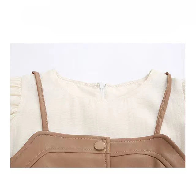 Spring Autumn Baby Suits Girl Vest + Long Sleeve Dresses