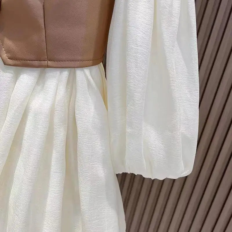 Spring Autumn Baby Suits Girl Vest + Long Sleeve Dresses