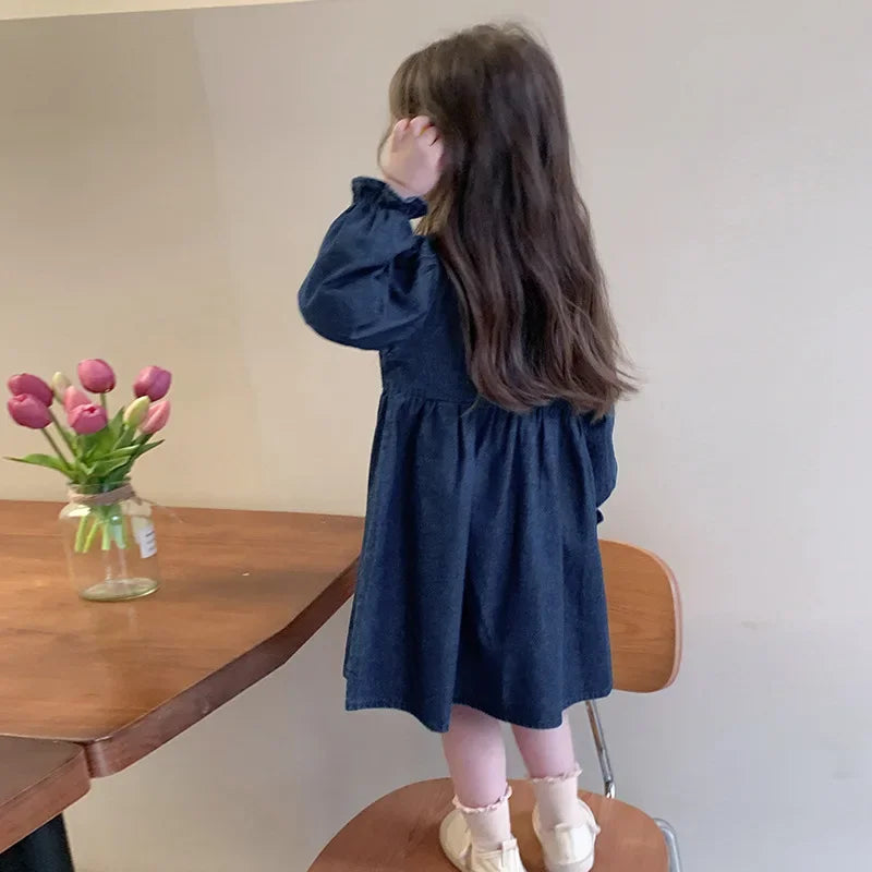 Embroidered Denim Dress Spring and Autumn 2025